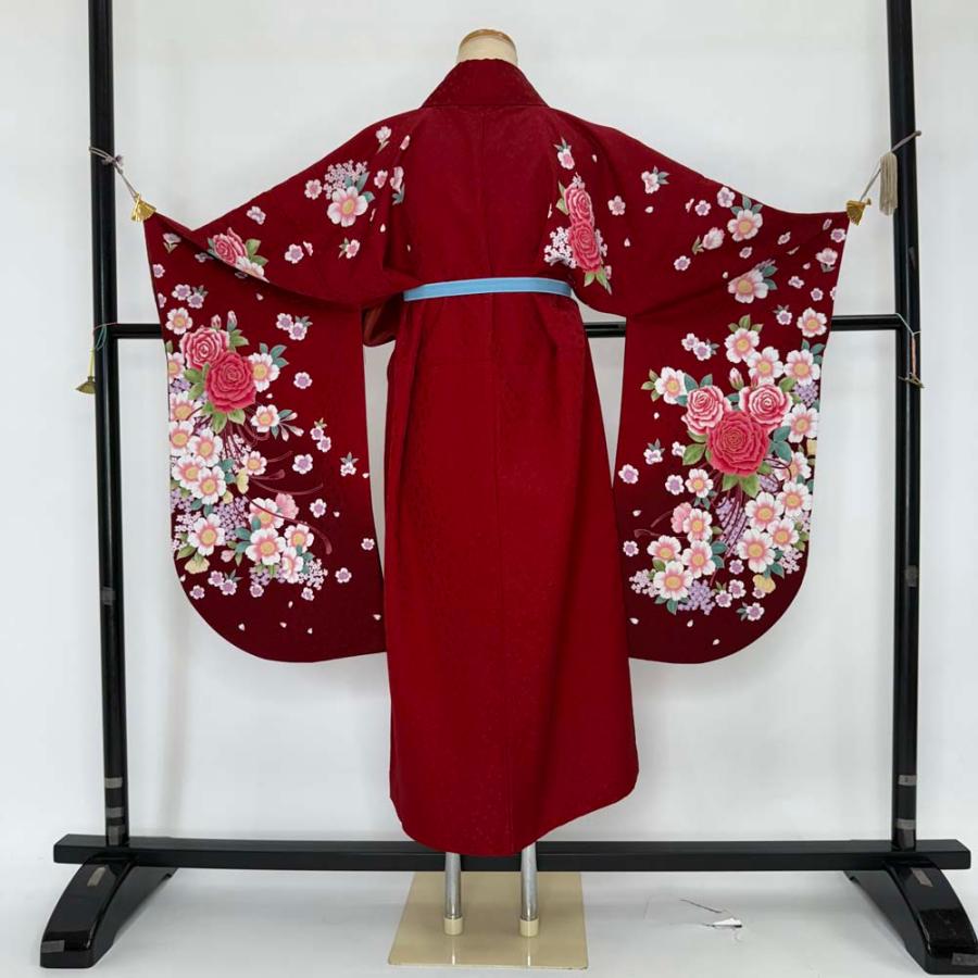 未使用品 ポリ仕立上り二尺袖 卒業式 成人式に ① 未使用 二尺袖着物（袴用短い）卒業式 ぽっちゃりサイズ 二尺袖