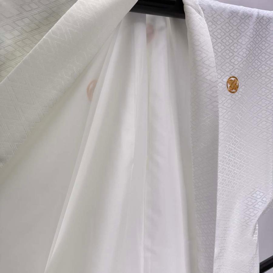 男紋付 男着物 紋付 ポリエステル 羽織 長着 裄74.2cm L-2L size 白