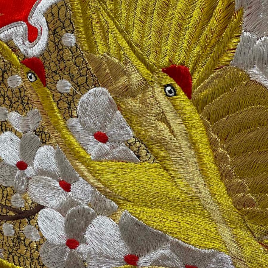 色打掛 正絹 鶴 刺繍 赤 緑 打掛 花嫁衣裳 婚礼 リサイクル 中古 ブライダル ウエディング 着物 4918_2