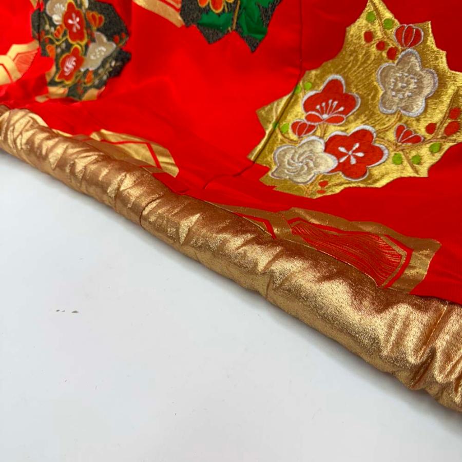 色打掛 正絹 鶴 刺繍 赤 緑 打掛 花嫁衣裳 婚礼 リサイクル 中古 ブライダル ウエディング 着物 4919_6