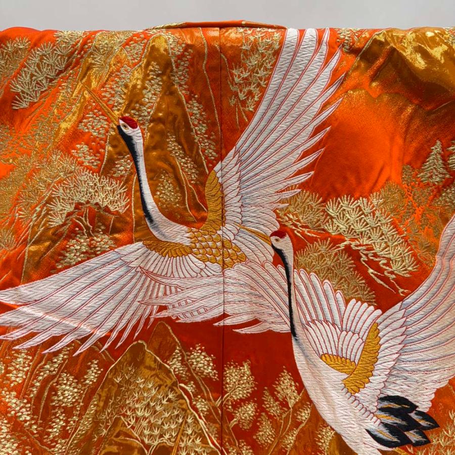 鶴刺繍オレンジ色打掛中古 | ヤマダウェブコム