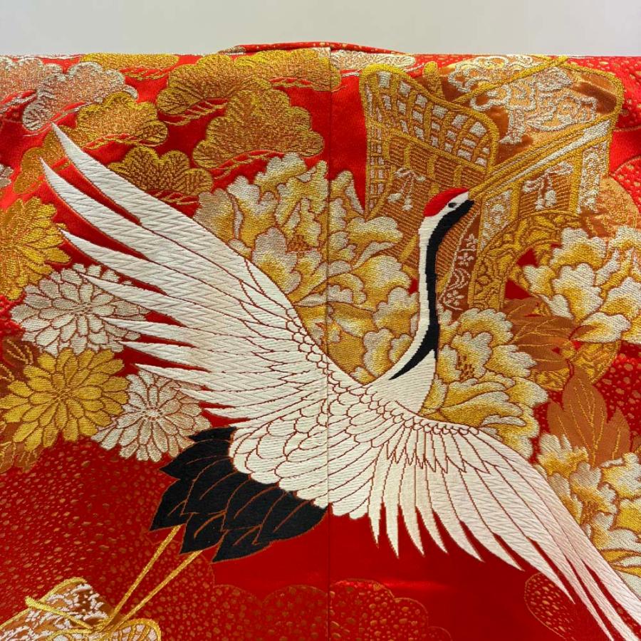色打掛 正絹 鶴 刺繍 赤金黒 打掛 花嫁衣裳 婚礼 リサイクル 中古 ブライダル ウエディング 着物 4291 69f8d5f99a2886c4960f69af2b568a