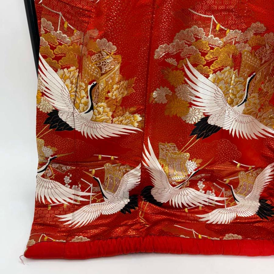 色打掛 正絹 鶴 刺繍 赤 金 打掛 花嫁衣裳 婚礼 リサイクル 中古 ブライダル ウエディング 着物 5024 444a4ce1dec595c88207b5ec64d656