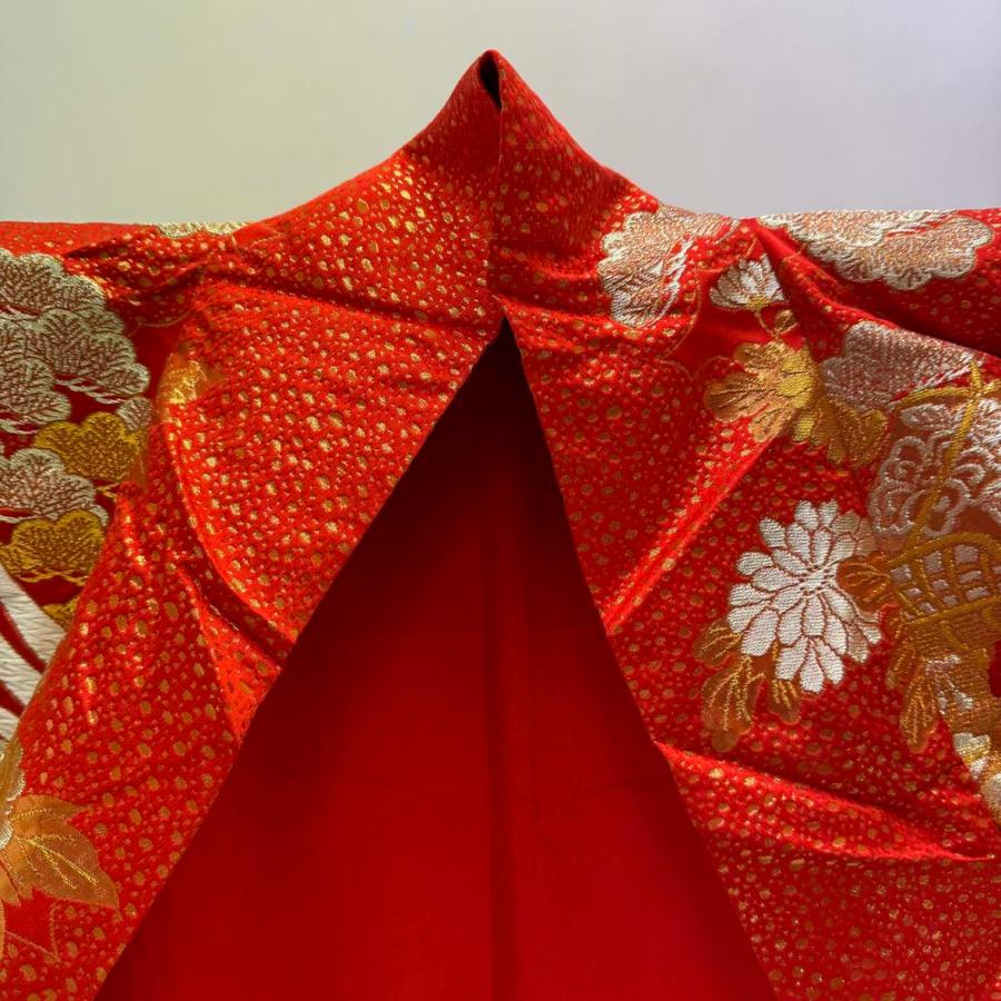 色打掛 正絹 鶴 刺繍 赤 金 打掛 花嫁衣裳 婚礼 リサイクル 中古 ブライダル ウエディング 着物 5024 444a4ce1dec595c88207b5ec64d656