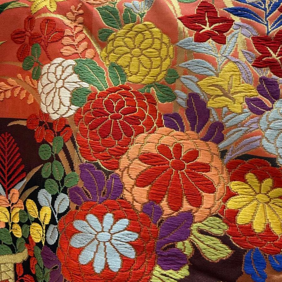 色打掛 正絹 鶴 刺繍 ゴールド 打掛 花嫁衣裳 婚礼 リサイクル 中古