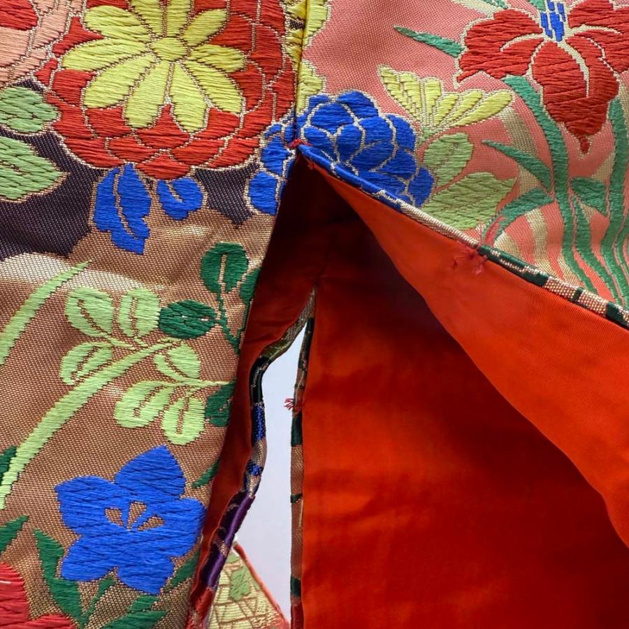 色打掛 正絹 鶴 刺繍 ゴールド 打掛 花嫁衣裳 婚礼 リサイクル 中古
