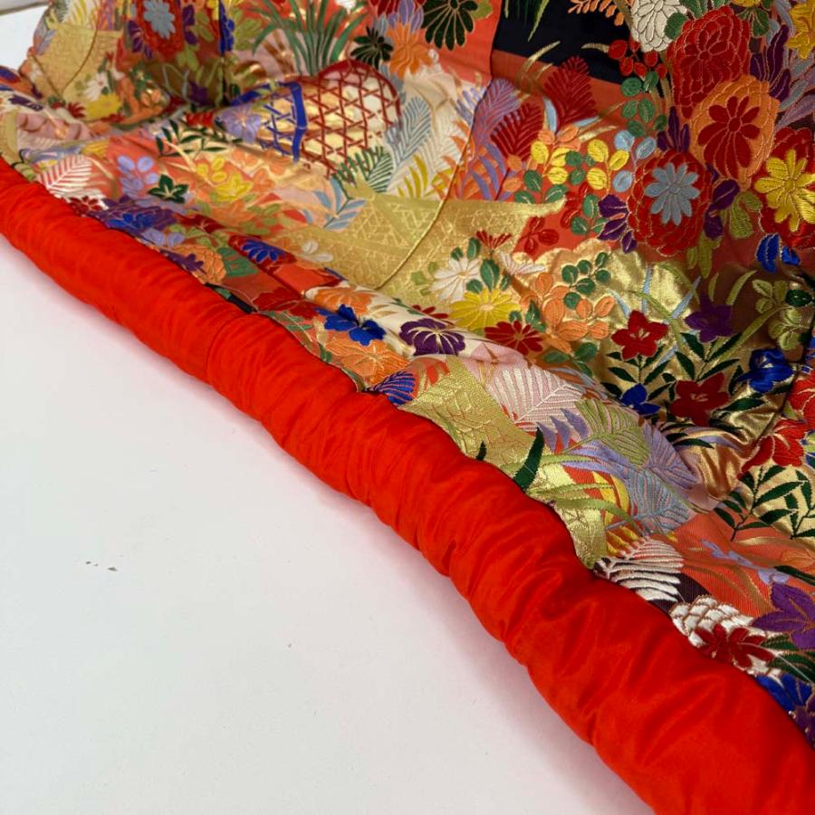 色打掛 正絹 鶴 刺繍 ゴールド 打掛 花嫁衣裳 婚礼 リサイクル 中古
