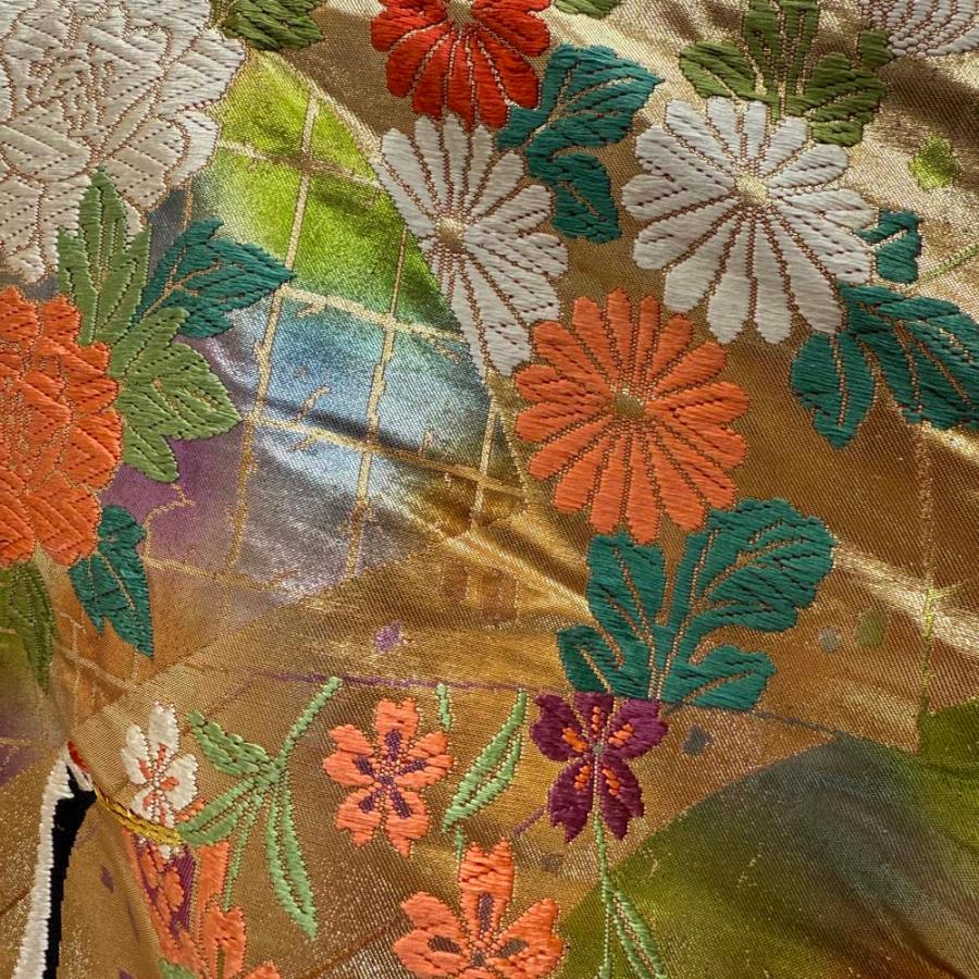 色打掛 正絹 鶴 刺繍 金 打掛 花嫁衣裳 婚礼 リサイクル 中古