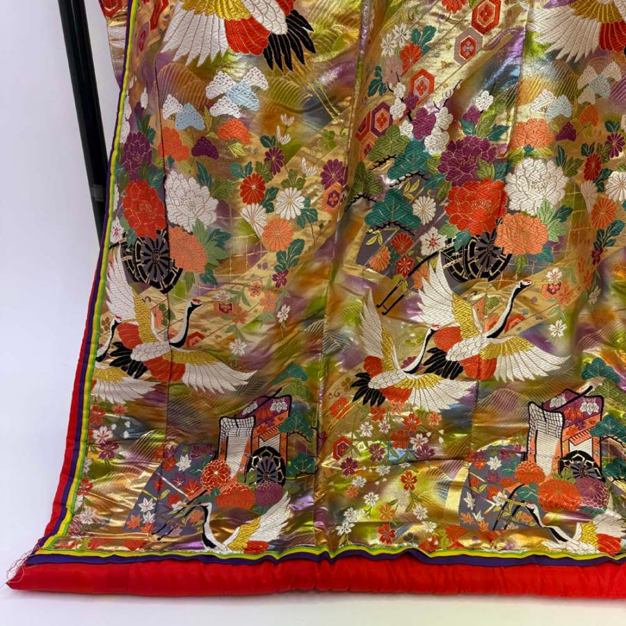 色打掛 正絹 鶴 刺繍 金 打掛 花嫁衣裳 婚礼 リサイクル 中古