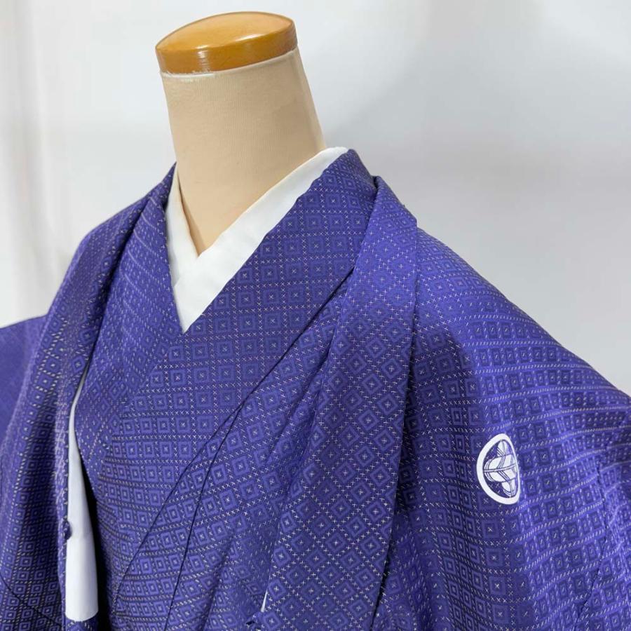 男紋付 2点セット 男着物 紋付 ポリエステル 羽織 長着 裄68.8cm S