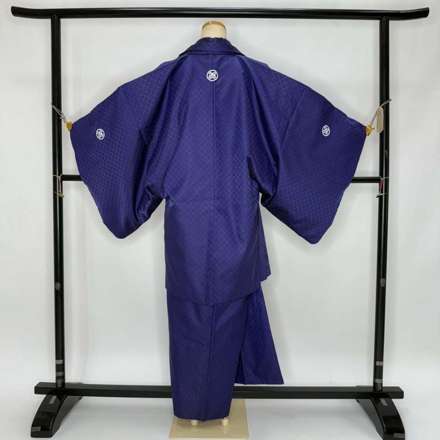 男紋付 2点セット 男着物 紋付 ポリエステル 羽織 長着 裄68.8cm S size  五つ紋 紫 中古 成人式 5054 男紋付 2点セット 男着物 紋付 ポリエステル 羽織 長着 裄68.8cm S