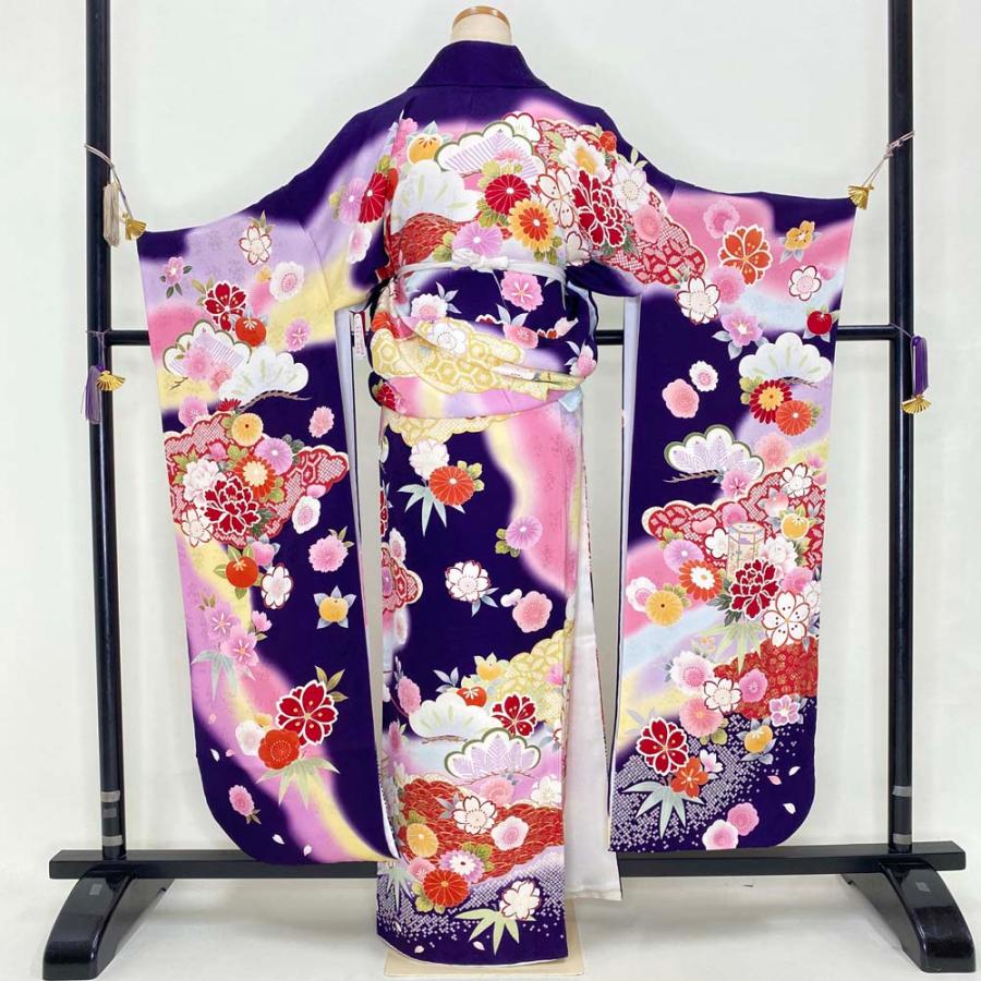 振袖 中古 青 幅広 大きい 正絹 古典 裄67cm 身丈174cm 美品 L サイズ 成人式 5060 振袖 中古 青 幅広 大きい 正絹 古典 裄67cm 身丈174cm 美品 L サイズ