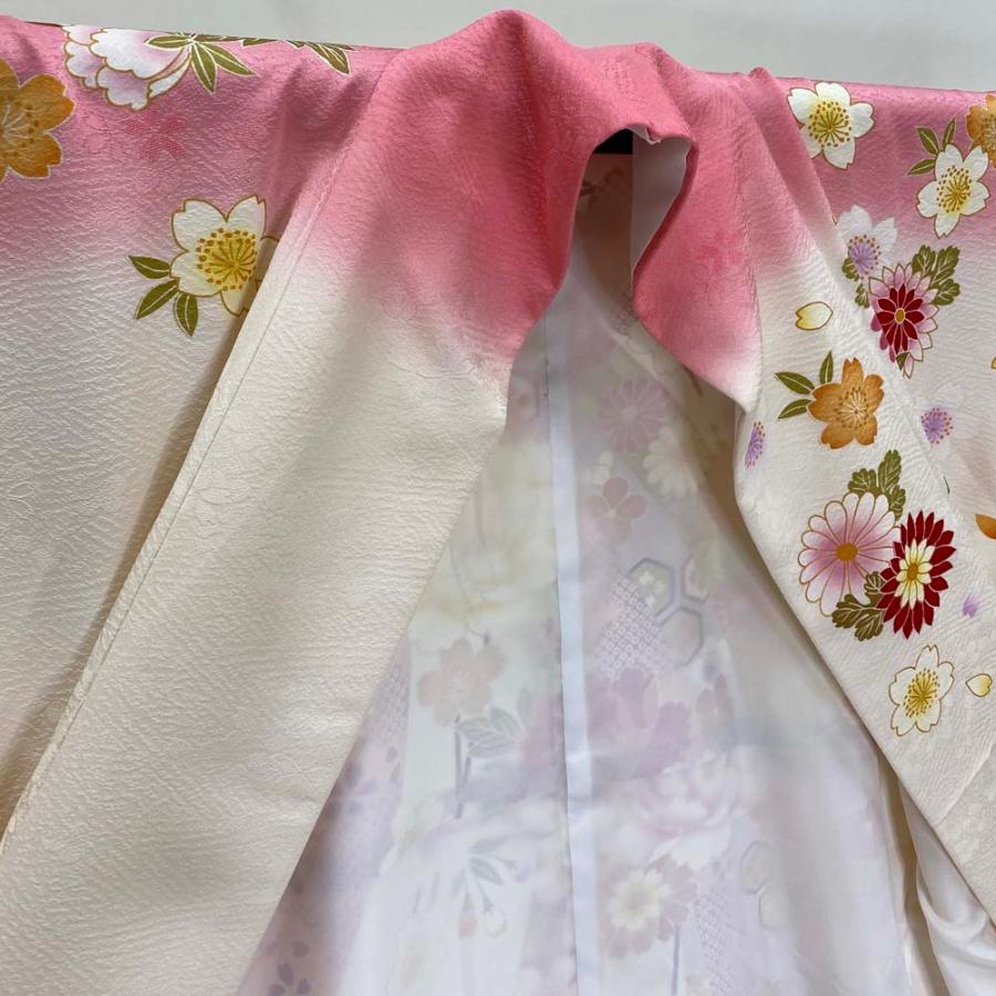 振袖 中古 白 正絹 古典 裄68.8cm 身丈172cm 美品 L サイズ 成人式
