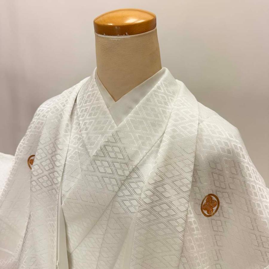 男紋付 男着物 紋付 ポリエステル 羽織 長着 裄72.5cm L size 白