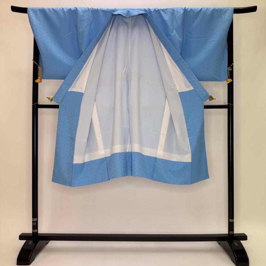 男紋付 男着物 紋付 ポリエステル 羽織 長着 裄72cm L size 水色