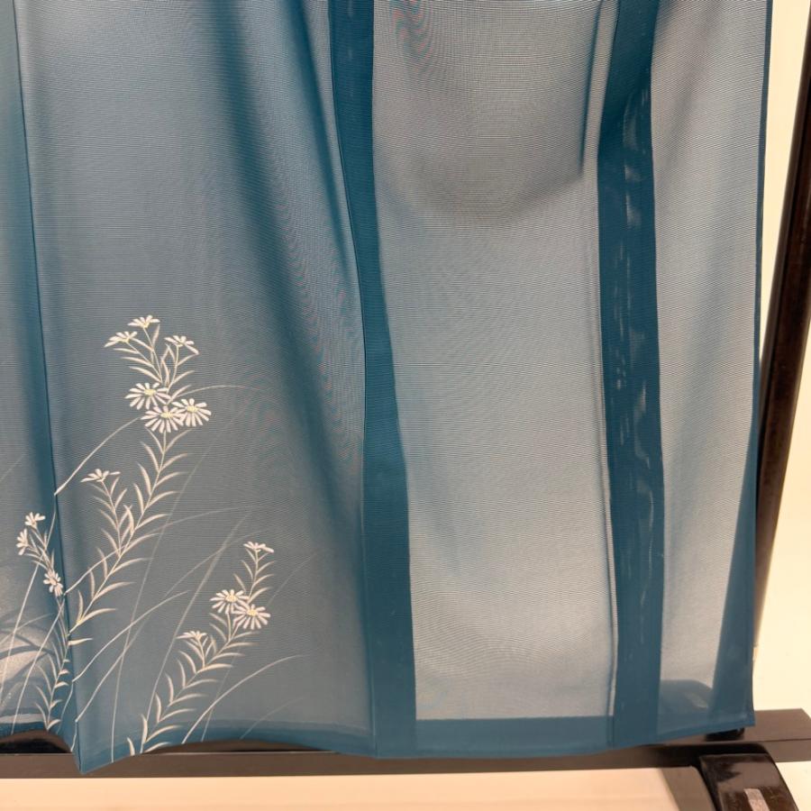 訪問着 付け下げ 絽 夏用 夏 礼装 正絹 裄69cm L サイズ 緑 青 5929