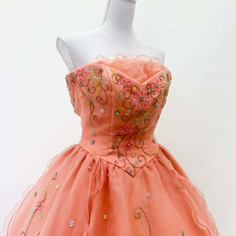 中古 カラードレス ピンク FK by VICEO 9号程度 結婚式フォト婚 発表会 