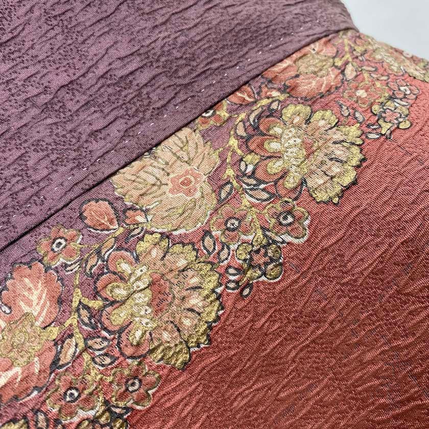 訪問着 中古 古典柄 オシャレ 花柄 オレンジ 黒 紺 裄丈68.5cm 身丈159cm 結婚式 着物 入学式 卒業式 礼装 G33 訪問着 中古 古典柄 オシャレ 花柄 オレンジ 黒 紺 裄丈68.5cm 身丈