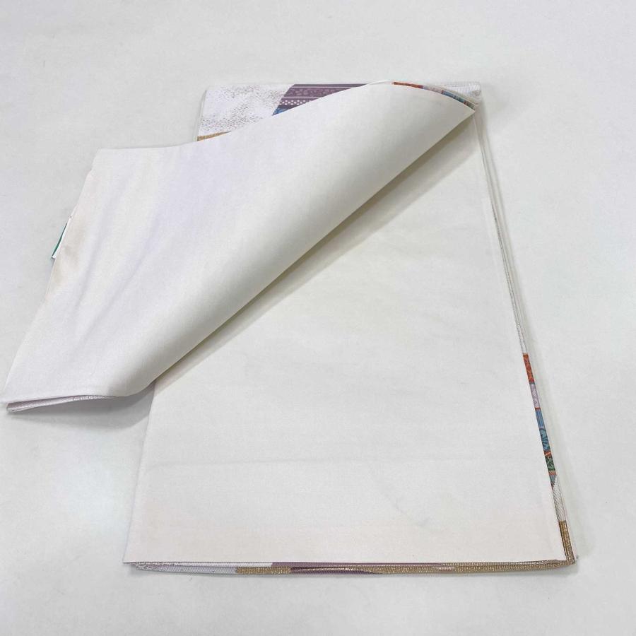 【袋帯】中古 帯 礼装 正絹 結婚式 入学式 卒業式 リサイクル ベージュ 白 紫 オレンジ   426cm   G521 袋帯】中古 帯 礼装 正絹 結婚式 入学式 卒業式 リサイクル ベージュ