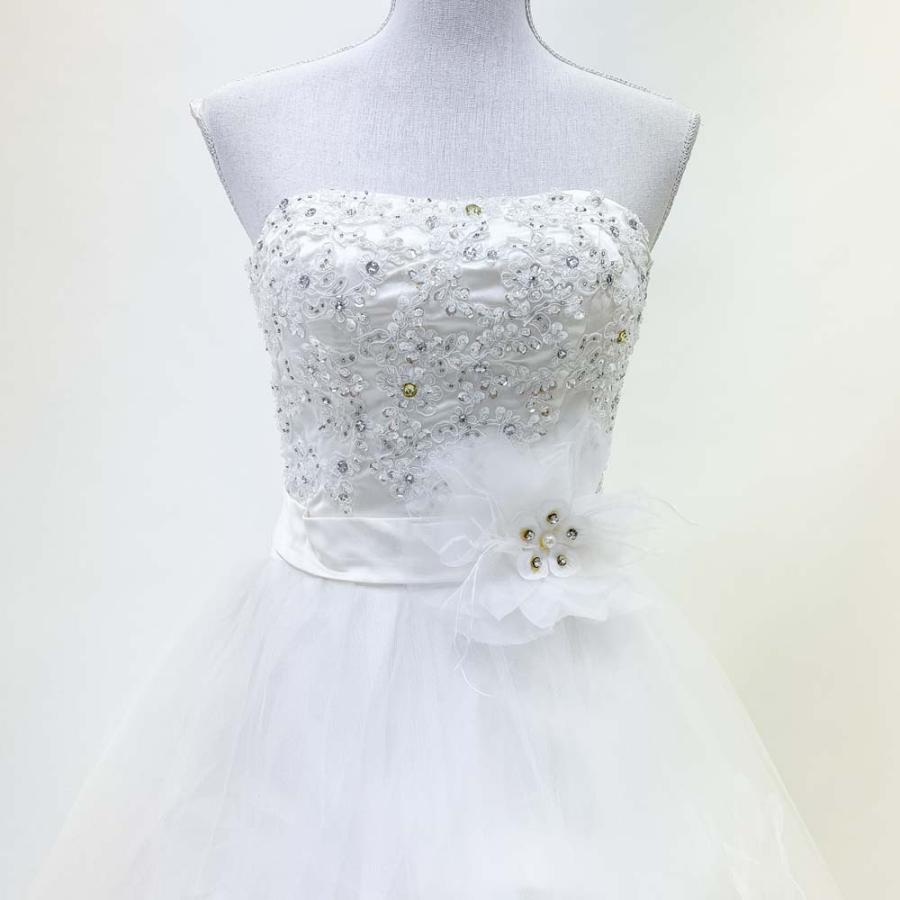 ウェディングドレス 9〜11号程度 中古 オフホワイト 編み上げ式 結婚式  