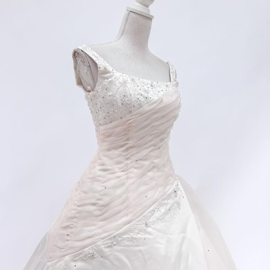 ウェディングドレス 中古 ピンクホワイト 7号TT Aライン 結婚式 演奏会 
