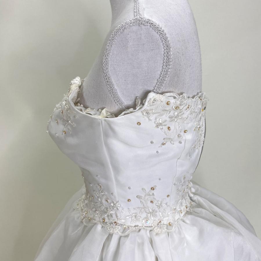 中古 ウェディングドレス Lovely Wedding ハートカットのふんわりタックドレス 9号TT W90 W90祥美苑ハートランド