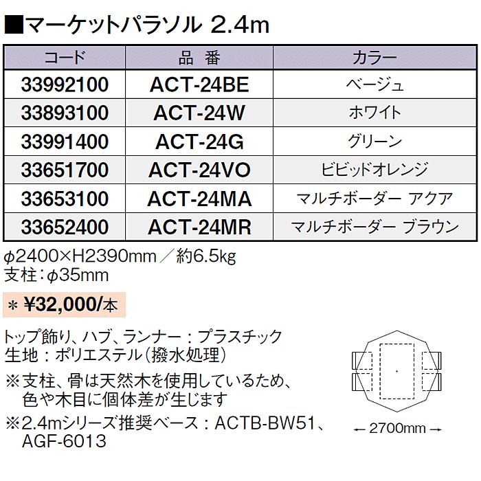 マーケットパラソル2.4m グリーンガーデンパラソル_1
