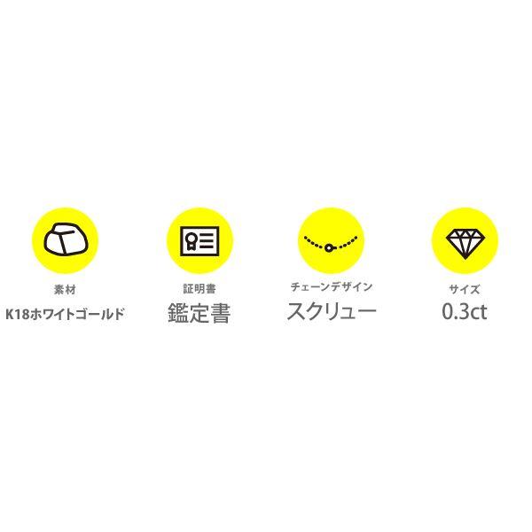 ds-K18WG 0.3ctダイヤモンドペンダント/ネックレス スクリューチェーン（鑑定書付き）の画像