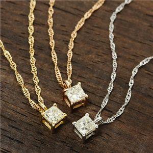 ds-0.15ctダイヤモンドプリンセスカットペンダント/ネックレス ピンクゴールドの画像