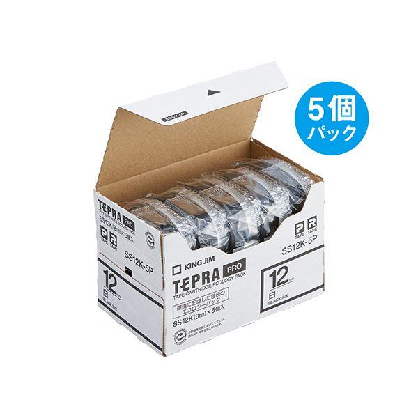 ds-(まとめ）キングジム テプラ PRO テープカートリッジ 12mm 白/黒文字 SS12K-5P 1パック(5個)〔×3セット〕_2