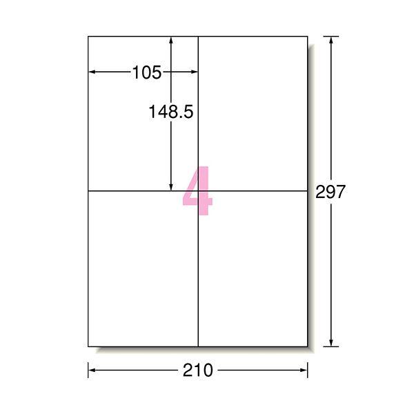 ds-(まとめ）エーワンラベルシール[レーザープリンタ] マット紙・ホワイト A4判 4面 105×148.5mm 662041冊(100シート)〔×3セット〕_1