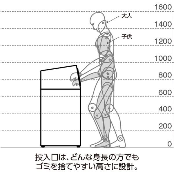ds-ゴミ箱 〔 ペットボトル用 アーバングレー 〕 47.5L 角穴 スチール製 テラモト ニートSL ダストボックス_3
