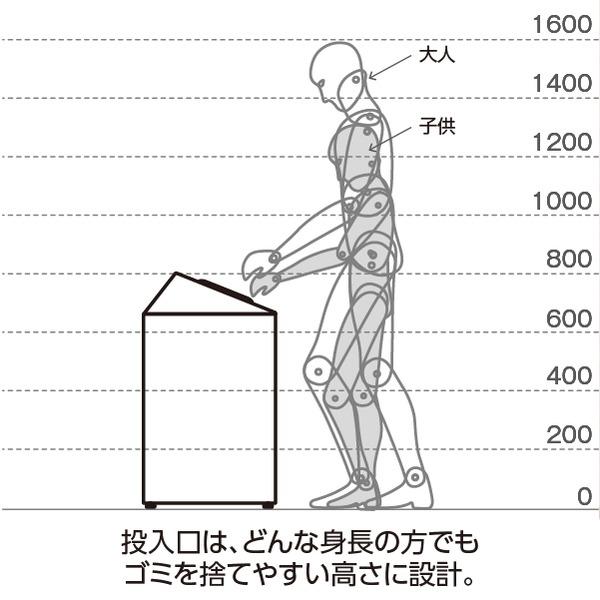 ds-ゴミ箱 〔 ペットボトル用 オフホワイト 〕 47.5L 角穴 スチール製 テラモト ニートSLF ダストボックス_3
