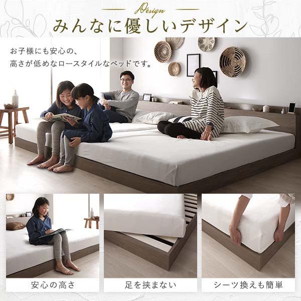 ベッド ダブル ボンネルコイルマットレス付き グレージュ ロー