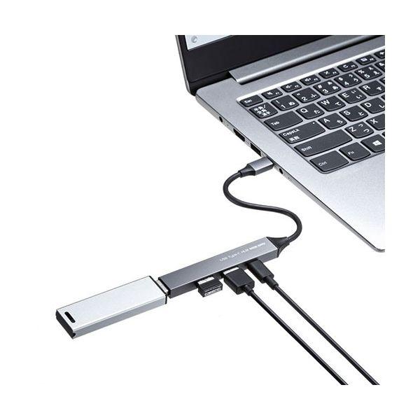 ds-サンワサプライ USB Type-C 4ポート コンボ 超スリムハブ A×3ポート
