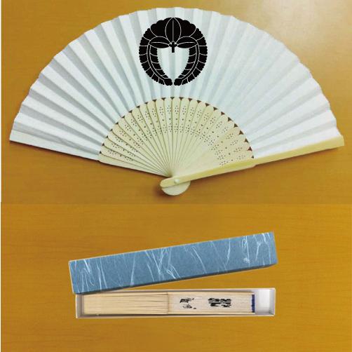 家紋入り扇子 下り藤（家紋の大きさは約76mm） ギフト箱付き 