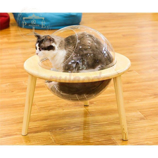 安い日本製 宇宙船猫ハウス ペット用 ベッド 透明宇宙船 猫ベッド 高質素材 安定 オシャレ 四季通用 安全安心 組立簡単 お手入れ簡単 クッション付き 三脚構造