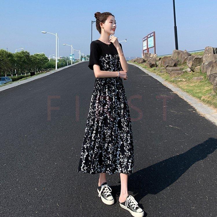 ワンピース レディース 40代 キレイめ マキシワンピース 春夏 半袖ワンピース 花柄ロングスカート栗 韓国風 大きいサイズ 大人可愛い オシャレ 30代 50代 激安超安値