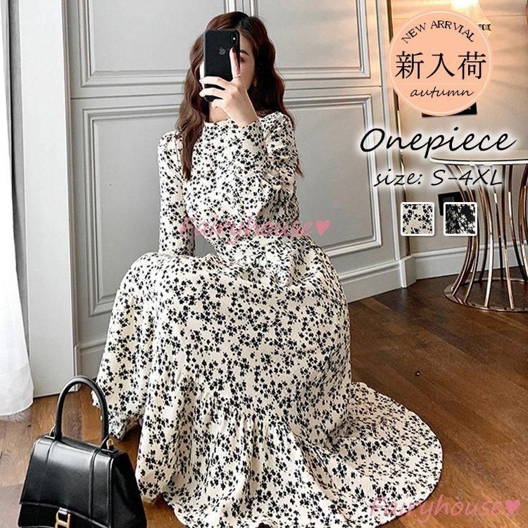 日本限定モデル 花柄スタンドカラー 長袖ワンピース 秋冬 膝丈ワンピース きれいめ 40代 レディース ワンピース Aラインスカート 通勤ol 大きいサイズ オシャレ大人韓国風 ワンピース Www We Job Com