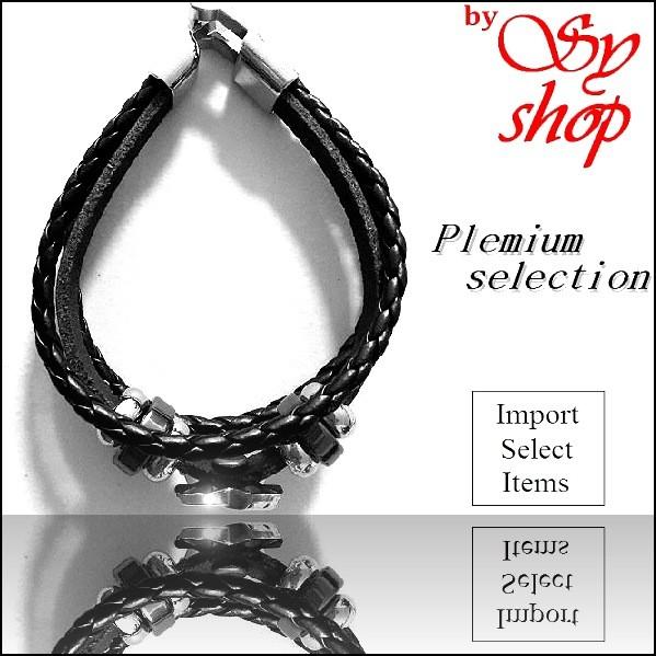 ブレスレット メンズ 高級 上質 PU レザー 最上級 革 クロス 十字架