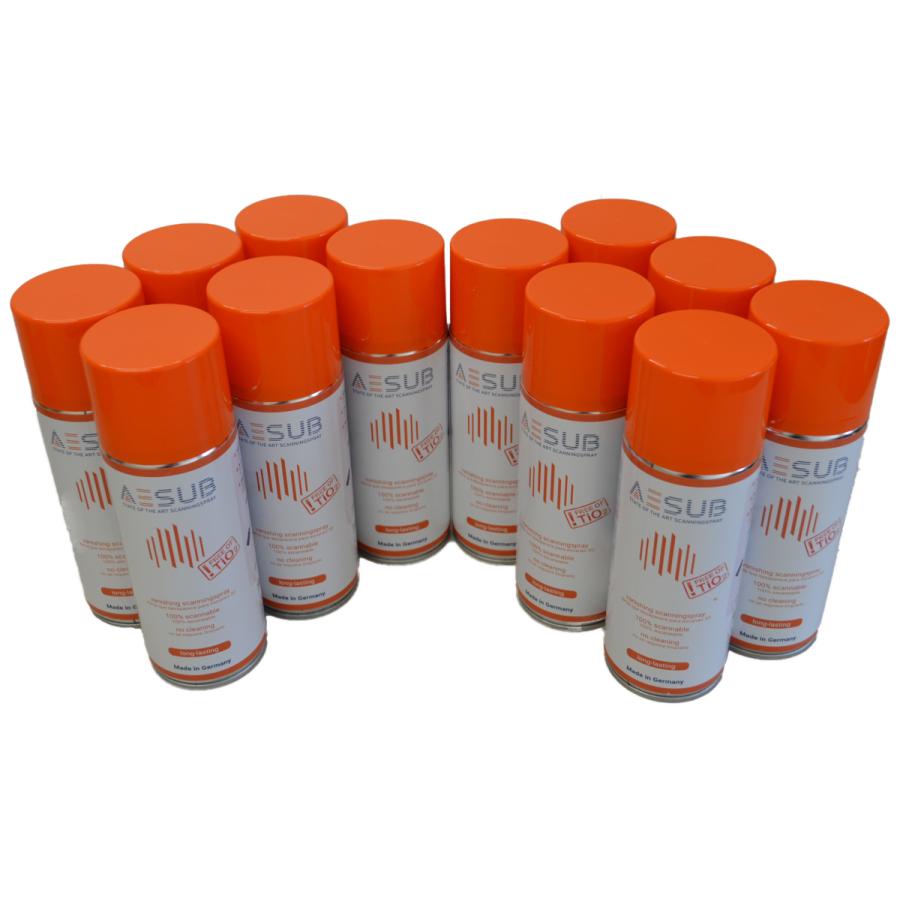 AESUB（エイサブ）オレンジスプレー　400ml 　3Dスキャナ用反射防止昇華スプレー　長時間持続タイプ 1ダース(12缶) | 