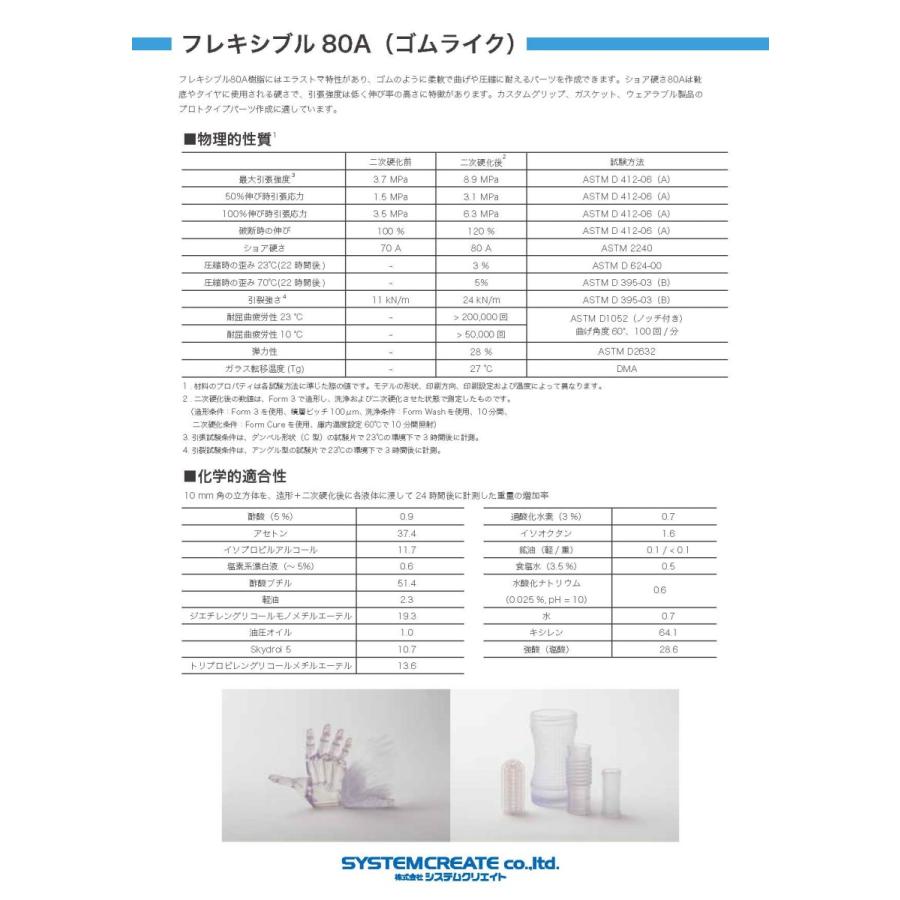 Formlabs フレキシブルレジン80A (ゴムライク ショアA硬度80度  Flexible Resin 80A 1L) |  | 04