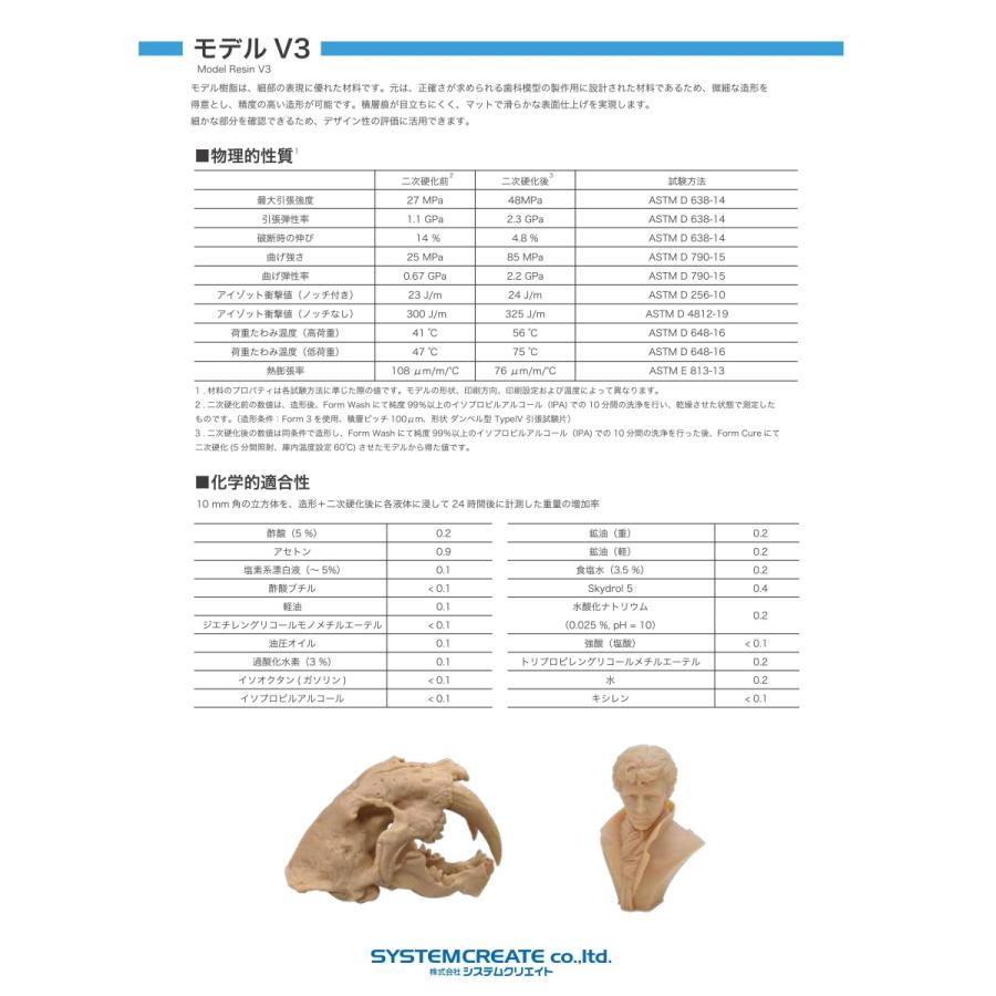 Formlabs モデルV3レジン (高精度・詳細なディテール用 Model V3 Resin 1L) |  | 02