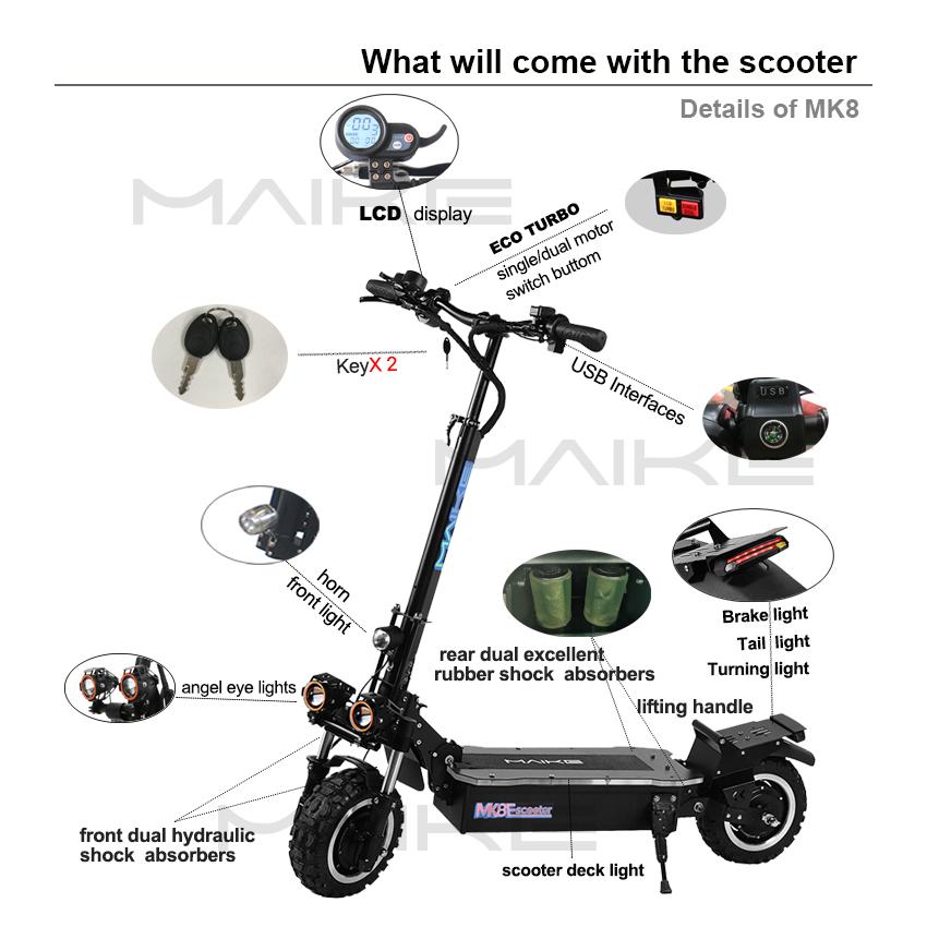5000W電動スクーター電動キックボード１１インチオフロードタイヤサドル付き折りたたみ速度最大85ｋｍ