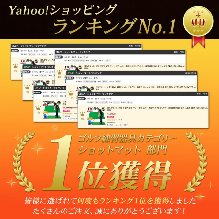 ゴルフマット 大型 ゴルフ 練習 マット ドライバー 素振り スイング パター 練習器具 室内 屋外 人工芝 SBR 100×170cm 業務用 穴なし 単品_17