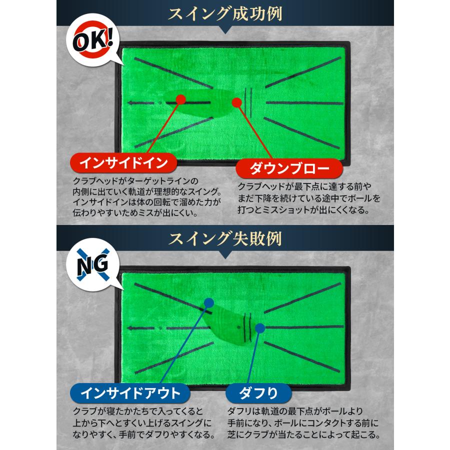 ゴルフマット ゴルフ 練習 マット 素振り スイング 跡がつく ショットマット ダフり チェック アプローチ ゴムマット 33×62cm ターフ跡が確認できる 単品｜systemstyle｜10