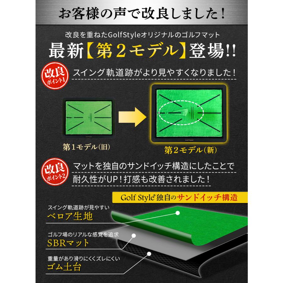 Golf Style ダフりチェック ゴルフマット ターフ跡が確認できる ゴルフ