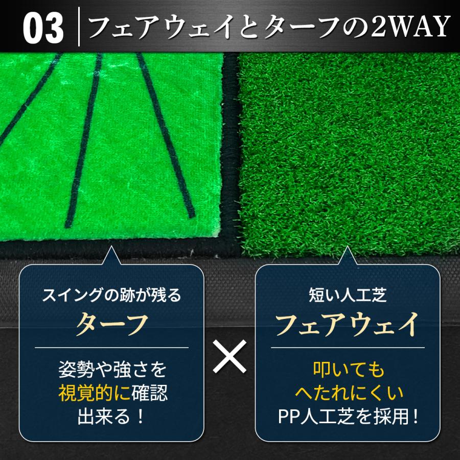 ダフりチェック ゴルフマット ターフ跡が確認できる 2WAY ターフ芝+単芝 ゴルフ 練習 アイアン スイング 跡がつく ショットマット 34×44cm Gセット｜systemstyle｜09