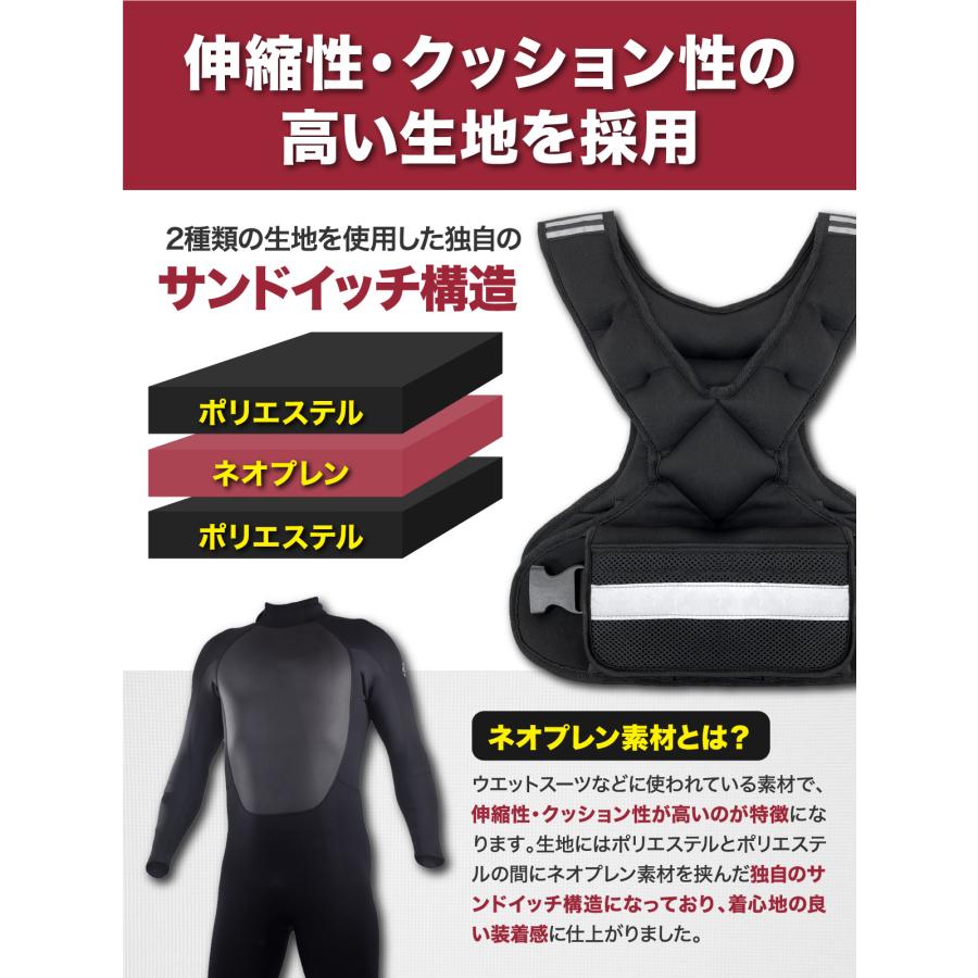 ウエイトベスト パワーベスト ウエイトジャケット 重量調節可 5kg 最大10kg ウェイト パワー 筋トレ 体幹 重り 加重 ベスト トレーニング 負荷運動 スポーツ｜systemstyle｜10