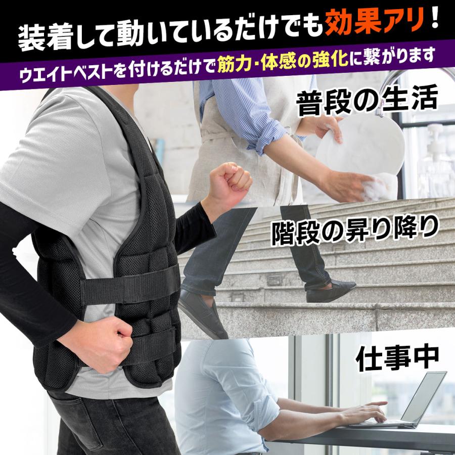 ウエイトベスト パワーベスト メッシュ ウエイトジャケット 重量調節可 ウェイト パワー 筋トレ 体幹 重り 加重 ベスト トレーニング ジム 腹筋 負荷運動 15kgの画像